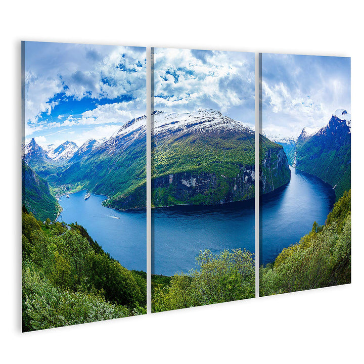 islandburner Bild auf Leinwand Geiranger Fjord Schöne Natur Norwegen Bilder Wandbilder Poster Leinwa