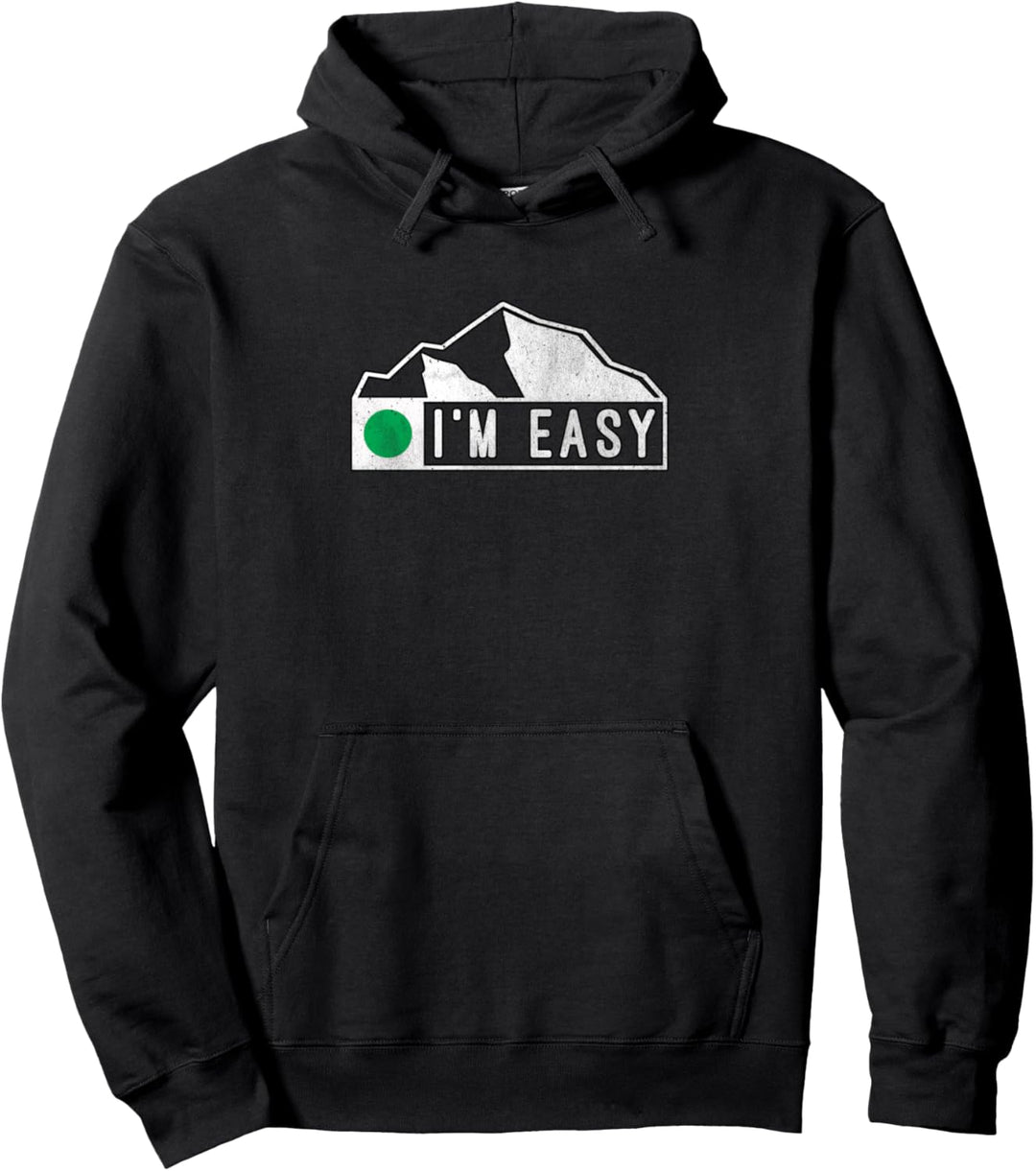 Funny I'm Easy Ski Snowboard Green Marker Bergschild Pullover Hoodie