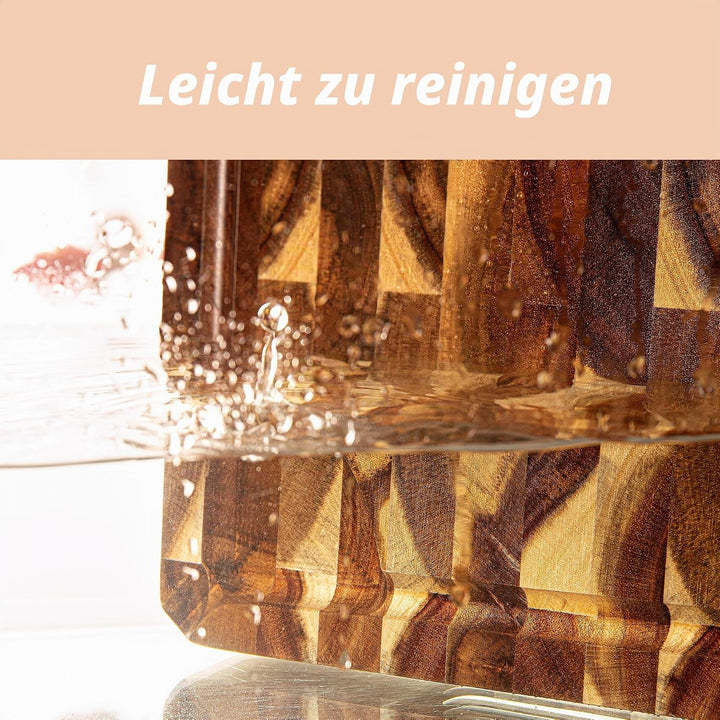 Schneidebrett Holz aus Akazienholz, TJ POP Holzschneidebrett Gross 38 x 28 x 3cm, Premium Küchenschn