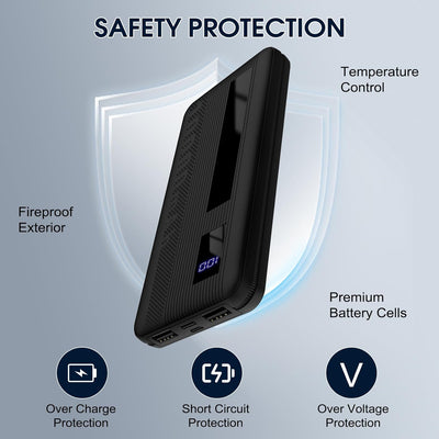 Power Bank, 10000mAh Powerbank Klein Aber Stark, Externe Handyakkus USB C Port, Externer Akku LED Di