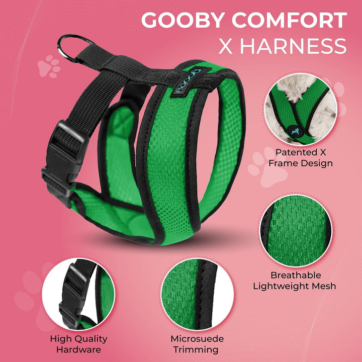 Gooby Comfort X Head in Harness,No Pull Small Dog Harness Patentierter Würgefreier X Rahmen,Unterweg