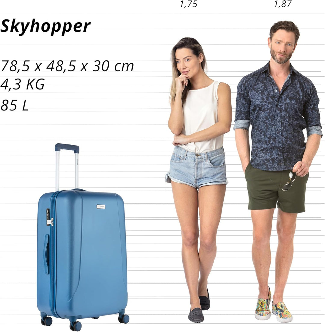 CarryOn Skyhopper Hartschalen Koffer Gröss - TSA Reisekoffer Leicht 78cm (Blau, Gross) L Blau, L Bla