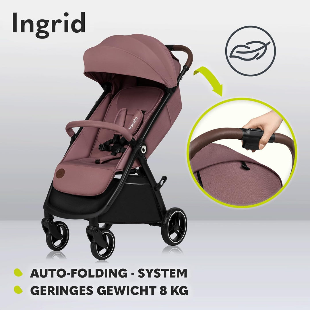 LIONELO INGRID Kinderwagen bis 22 kg von 6 Monaten bis 4 Jahren Grosse 360° schwenkbare Räder Volle
