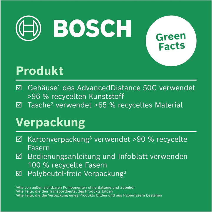 Bosch Laserentfernungsmesser AdvancedDistance 50 C (Distanz bis 50m präzise messen, Touch-Display, M