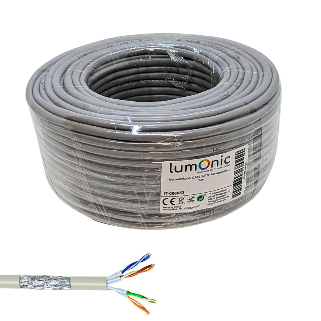 Lumonic 50m Netzwerkkabel CAT 6 S/FTP PIMF I Cat6-Kabel, Gigabit Lan Kabel, Ethernet Kabel I Flexibl