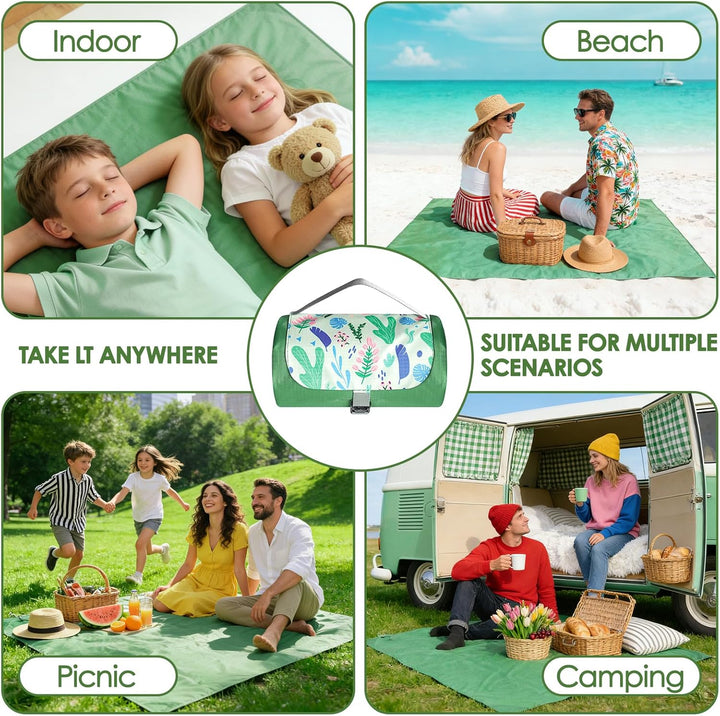 Picknickdecke Wasserdicht 150 x 210 cm,Ultraleicht Tragbar Campingdecke, Waschbare Sandfest Strandde