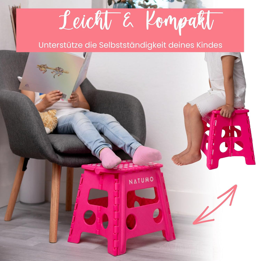 NATUMO® XL Tritthocker Kinder + Erwachsene, Klapphocker faltbar, Leichter und Rutschfester Klapptrit