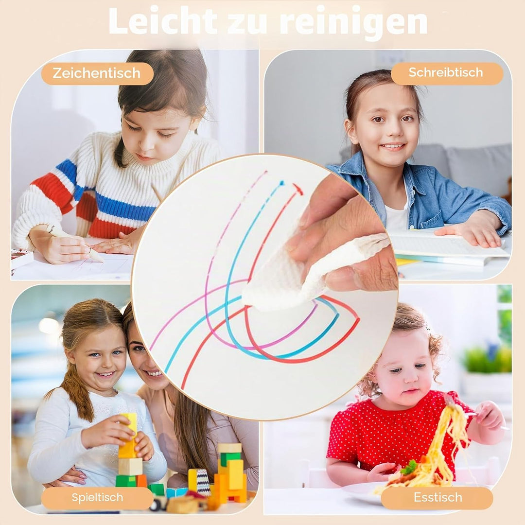 LIFEZEAL Kindertisch mit 4 Stühlen, Höhenverstellbare Kindertischgruppe, Plastik Kindermöbel für Kin