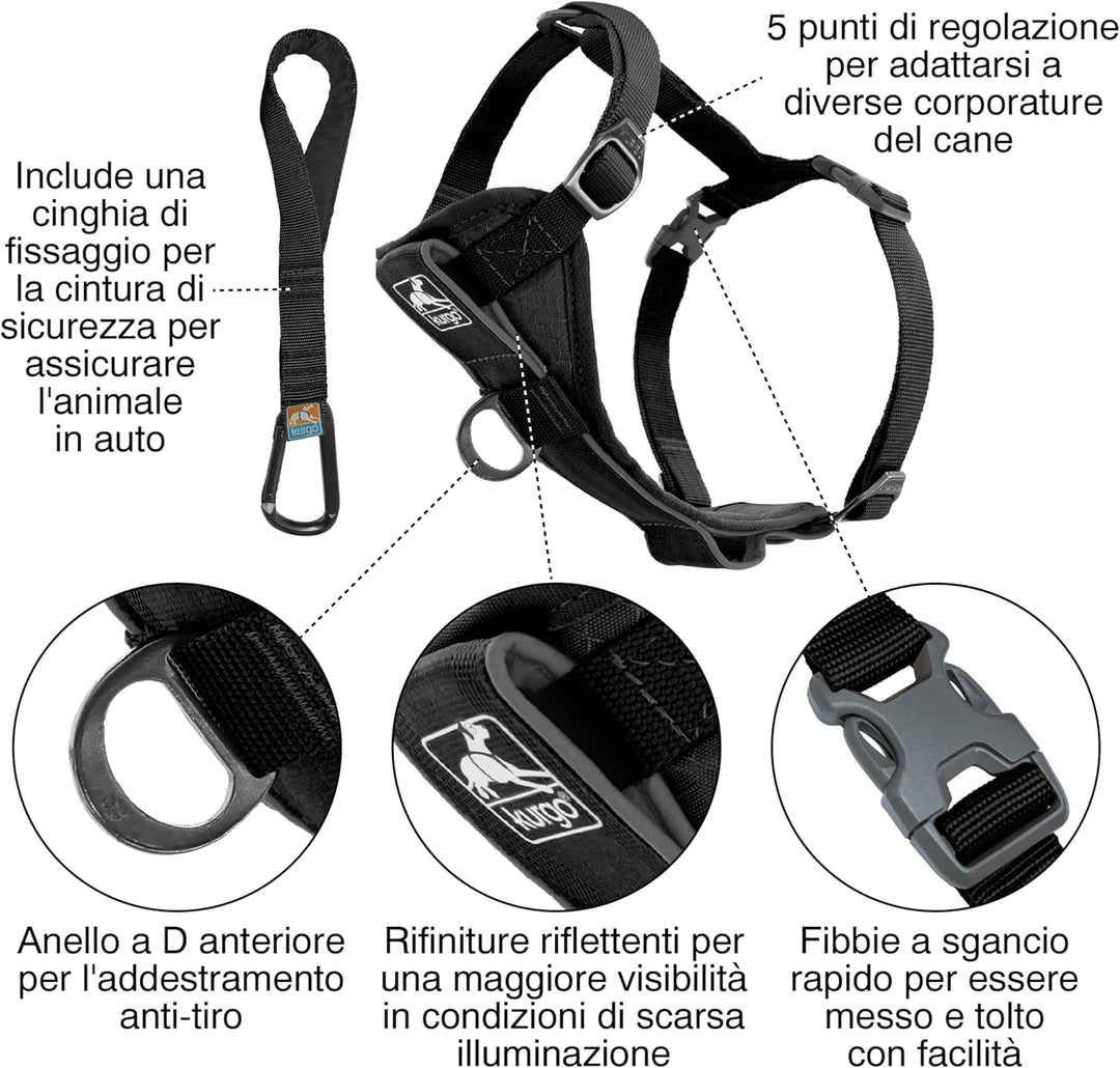 Kurgo Tru-Fit Smart Hundegeschirr, Mit gepolstertem Brustteil und D-Ring, Inklusive Autosicherheitsg