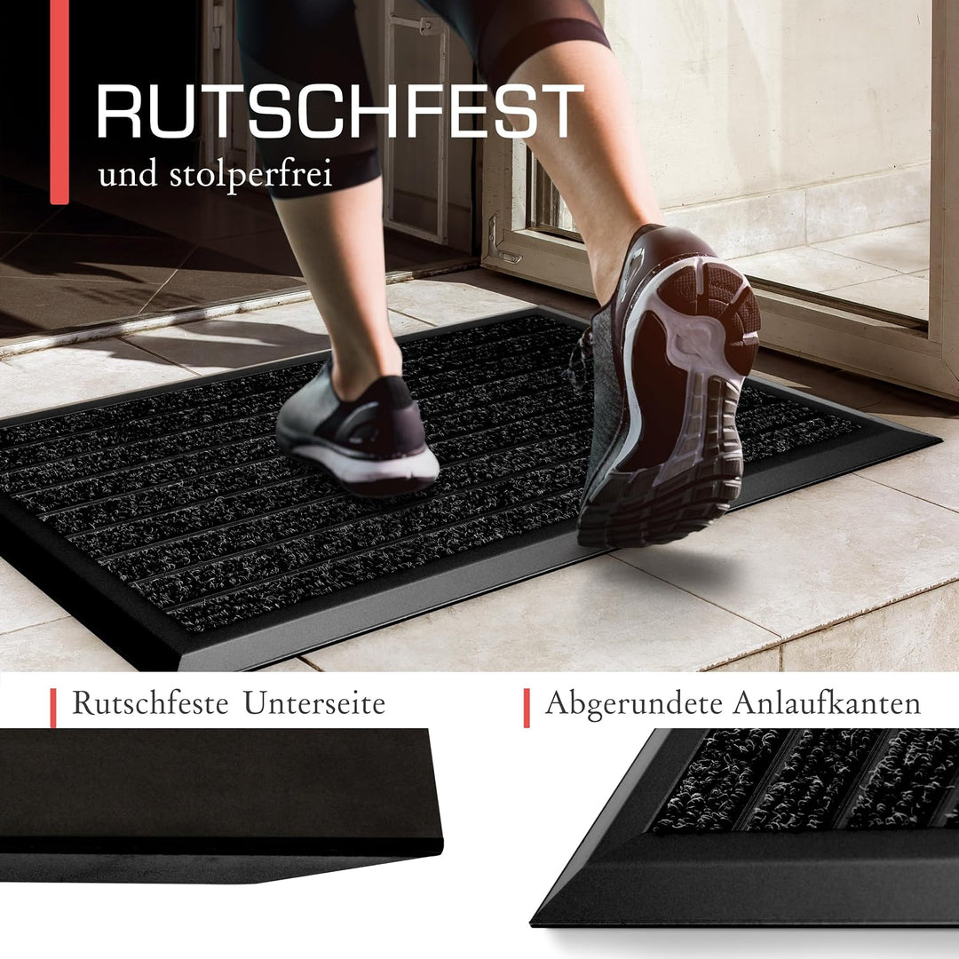 bomoe Fussmatte Aussen rutschfest Rostfrei Fussabtreter Aussenbereich | 40x60cm Anthrazit Outdoor-Fu