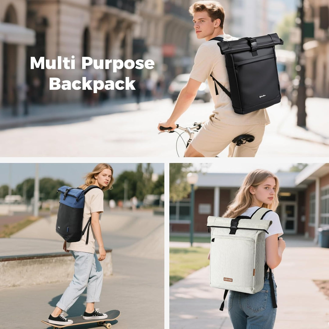 Cord Rucksack, Laptop Rolltop Rucksack für Herren & Damen Mit Diebstahlsichere Reissverschluss, Erwe