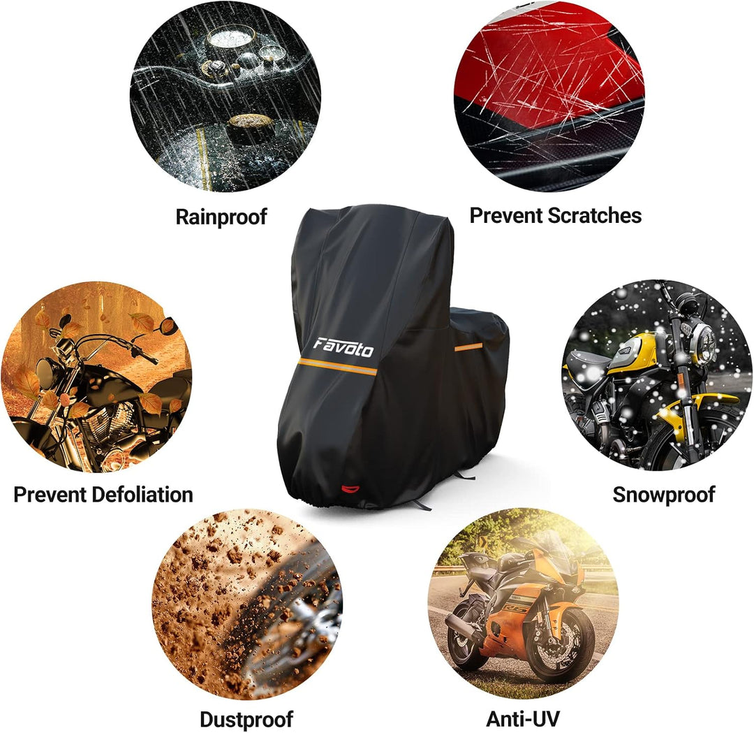 Favoto Motorradabdeckung Wasserdicht Motorrad Abdeckpane Outdoor 210D Oxford für Motorräder Elektror