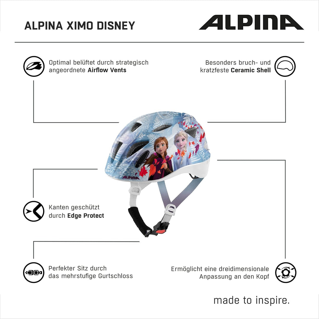 ALPINA XIMO - Leichter, Sicherer & Bruchfester Fahrradhelm Mit Optionalen LED-Licht Für Kinder Froze