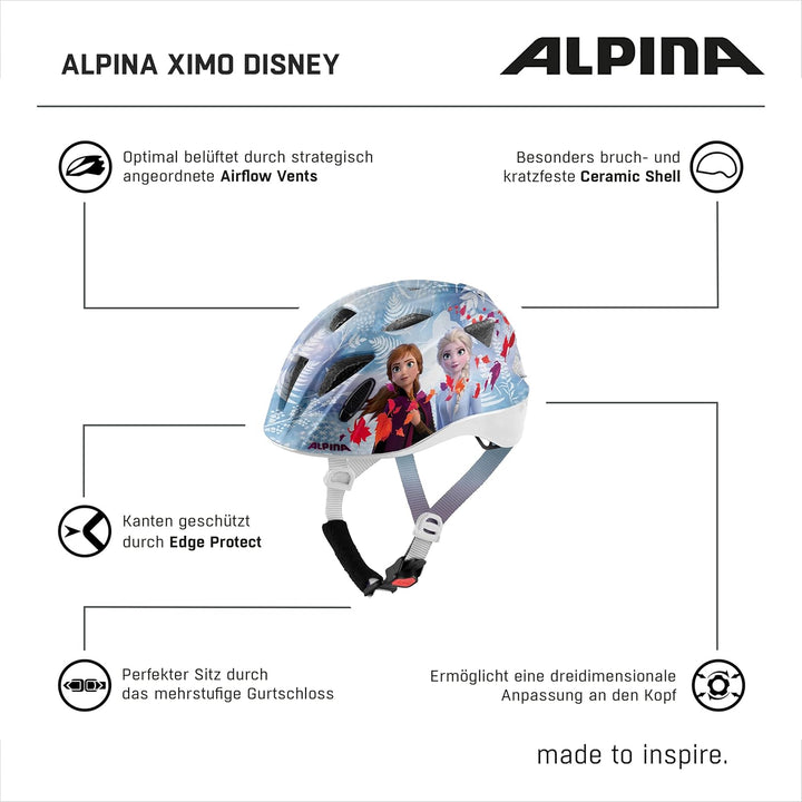 ALPINA XIMO - Leichter, Sicherer & Bruchfester Fahrradhelm Mit Optionalen LED-Licht Für Kinder Froze