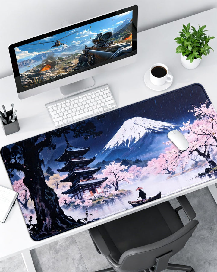 XXL Mauspad Gaming Anime Japanische Kunst 900x400mm, Grosses Schreibtisch Mauspad mit Starker Anti-R