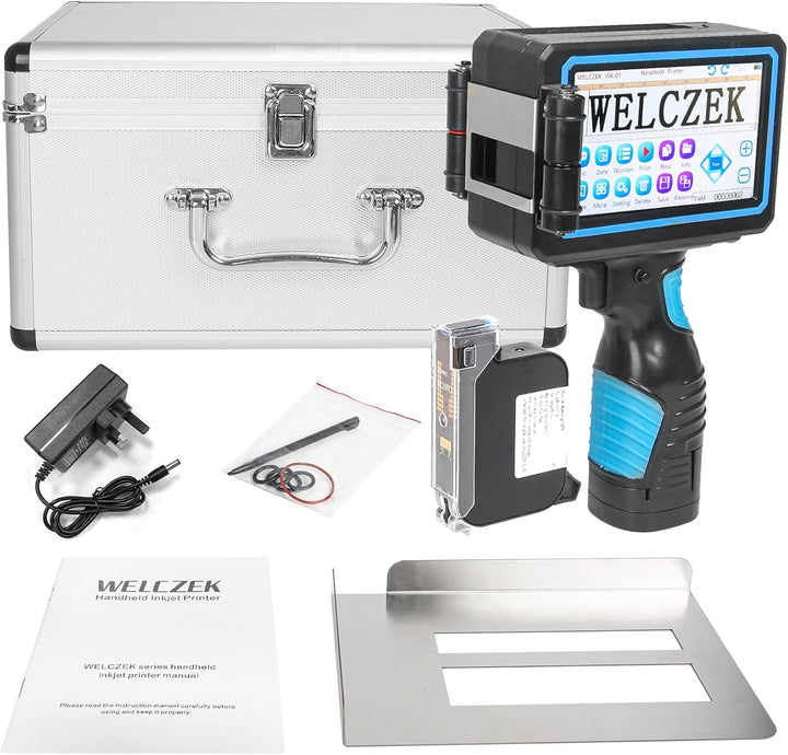WELCZEK WK-01 Handdrucker mit 5-Zoll-Touchscreen Tragbarer Handheld Tintenstrahldrucker für Etikette