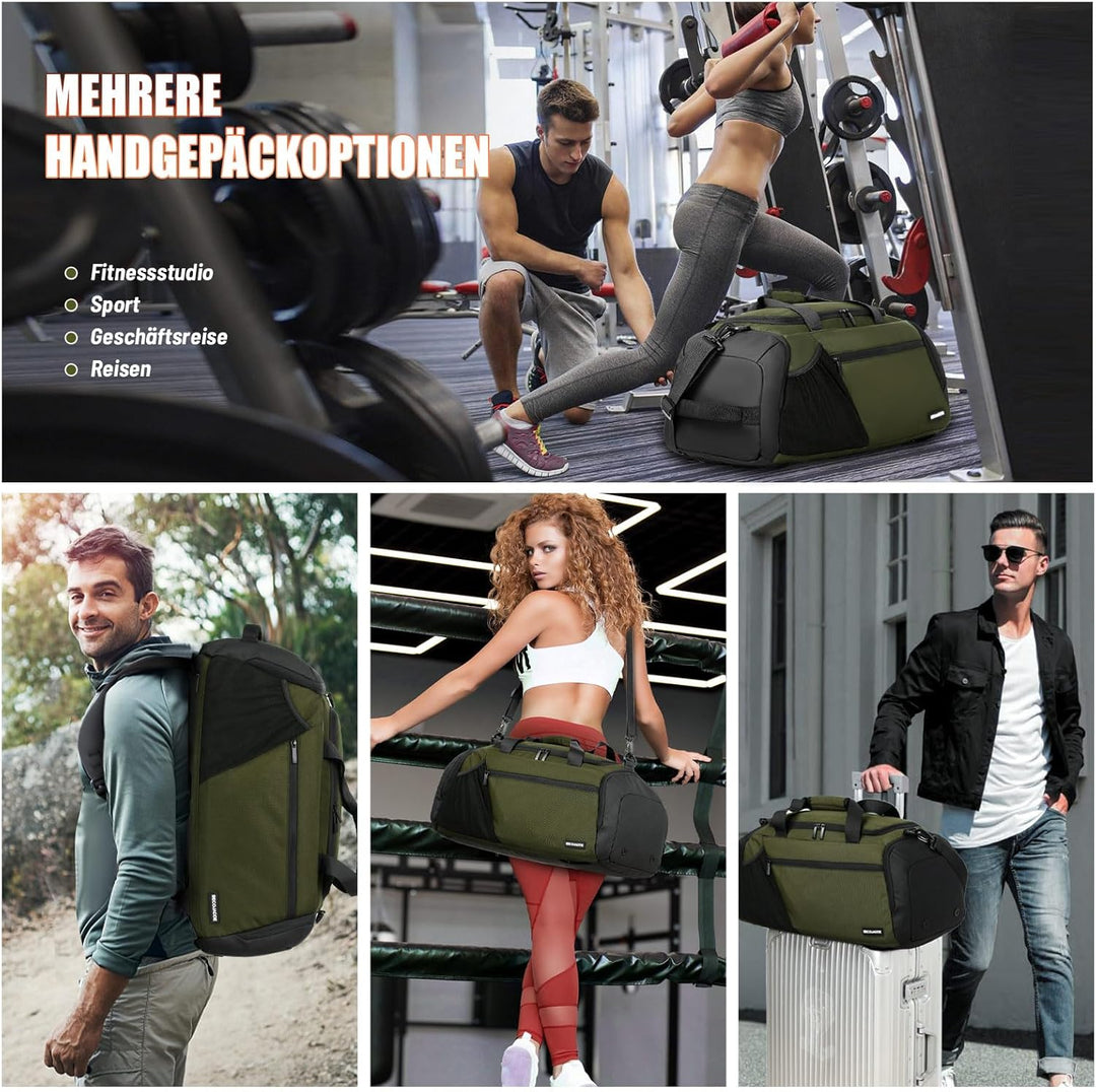 BECOJADDE Sporttasche Herren 40L Gross Sporttaschen Reiserucksack Mehrere Taschen Rucksack mit Schuh