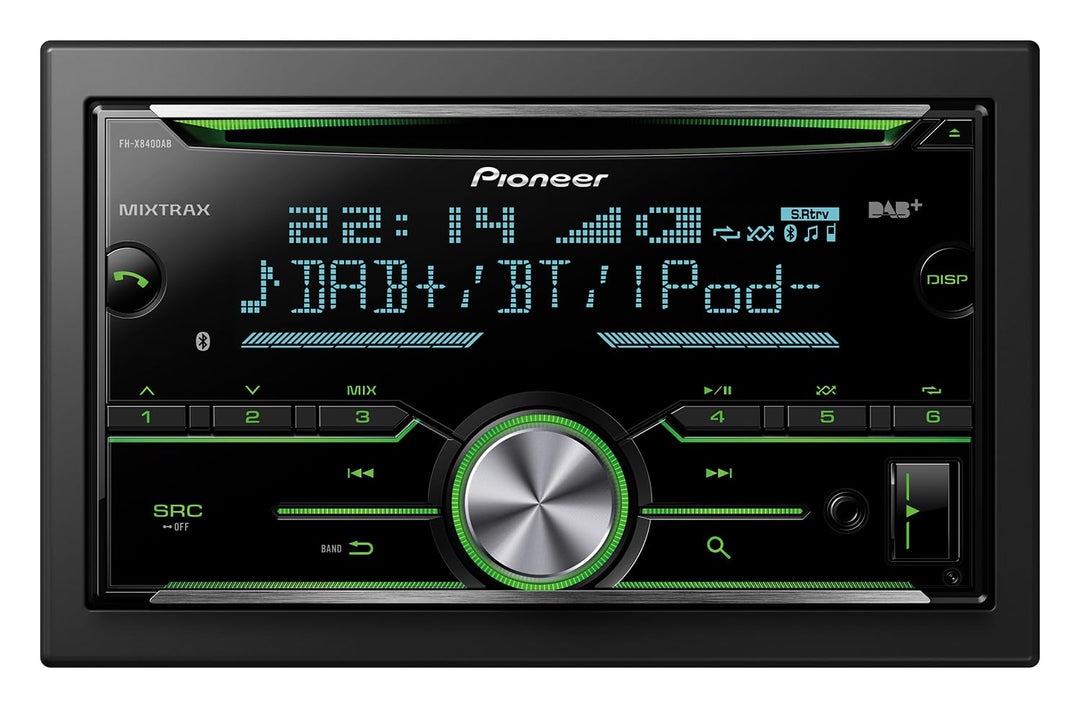 Pioneer FH-X840DABAN Doppel DIN DAB CD-Tuner, Bluetooth und Mixtrax schwarz inkl. DAB-Antenne Inkl.