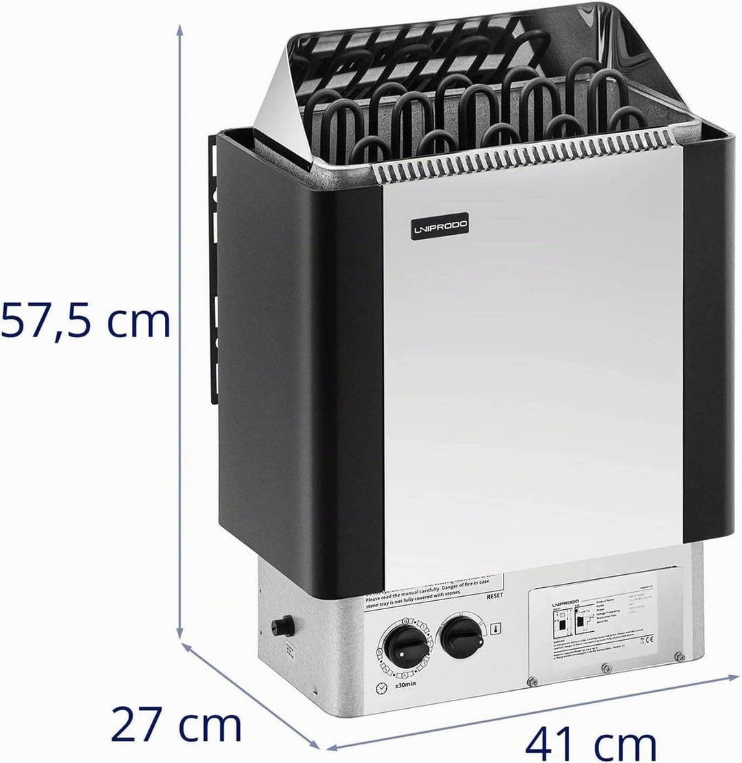 UNI_SAUNA_S9.0KW Saunaofen elektrisch 9 kW 30 bis 110 °C inkl. Steuerung Überhitzungsschutz Timer Ze