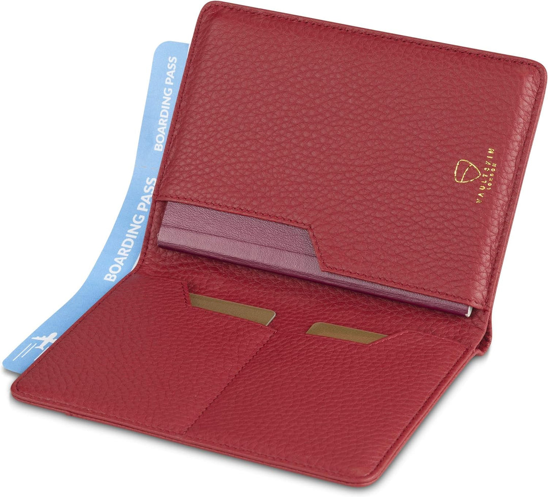Vaultskin Kensington Reisepasshülle aus Leder mit RFID-Schutz (Matt Rot), Matt Rot