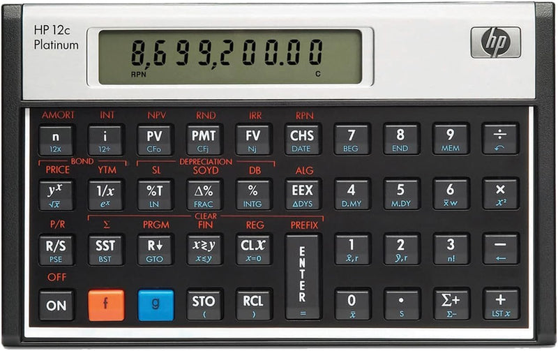 Hewlett Packard HP12C Finanzmathematischer Taschenrechner UPN algebraisch programmierbar Platin