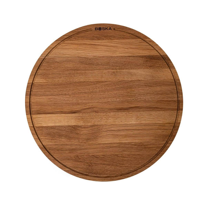 Pizzabrett Friends XXL/Pizza Teller/Eichenholz / ⌀47cm / Pizza Blech Rund mit Praktischer Auffangrin
