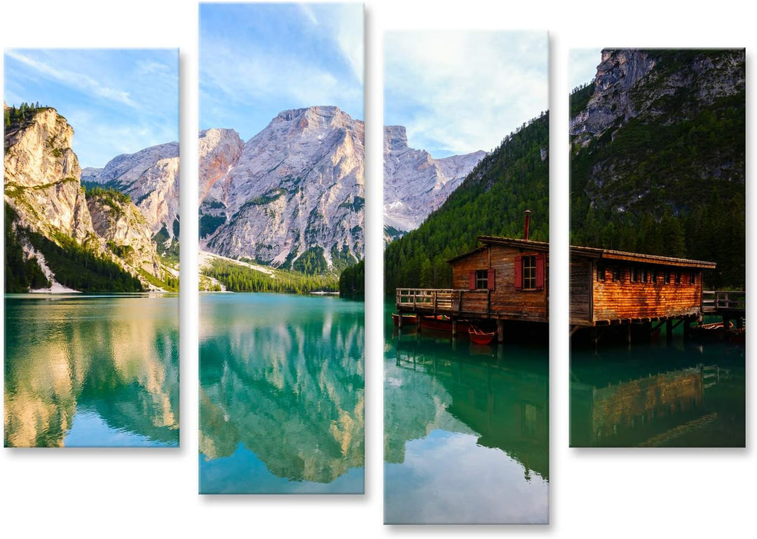 islandburner Bild auf Leinwand Prager Wildsee Dolomiten Berge Südtirol Italien Bilder Wandbilder Pos