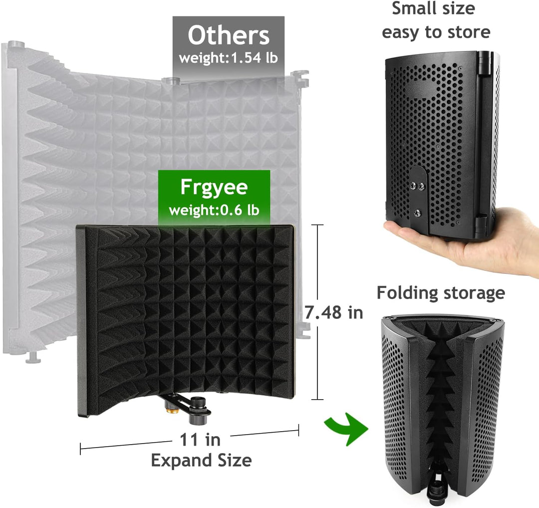 Mikrofon Isolation Schallschutz mit Mikrofonständer & Pop-Filter,Faltbarer Mikrofon Schallschutz für