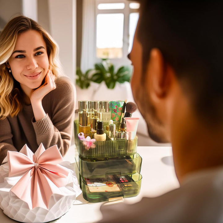 Schminktisch Organizer, Make up Organizer mit Schubladen, Skincare Kosmetik Aufbewarung, Parfüm Make