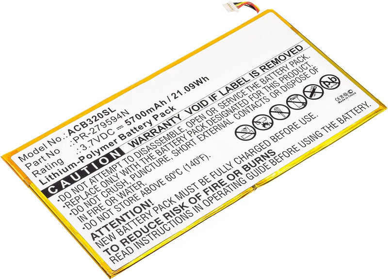 subtel® Ersatz Akku PR-279594N für Acer Iconia Tab 10 (A3-A40) (B3-A30) (B3-A20) 5 Pin 5700mAh Ersat