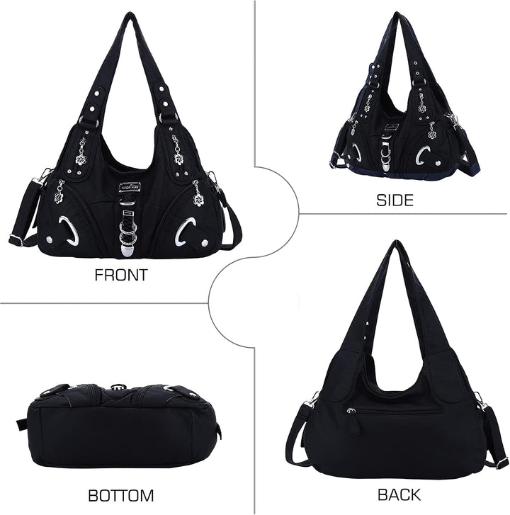 Angel Kiss Damen Schultertasche Hobo Tasche Umhängetaschen Schlusstaschen Henkeltaschen weiches PU L