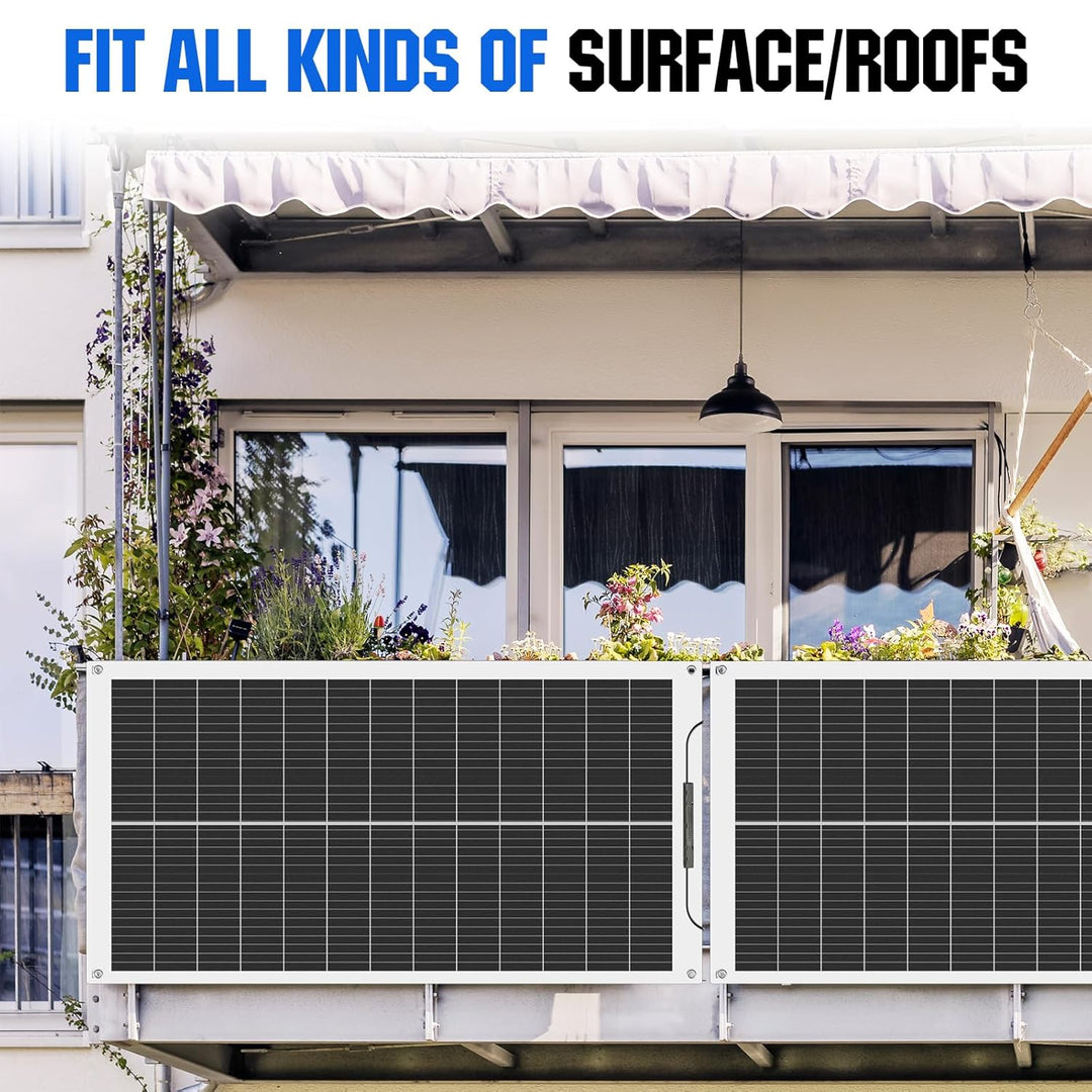 ECO-WORTHY 100W 12V Solarpanel Flexibel Monokristallines Solarpanel, Solarmodul mit Ladekabel für Wo