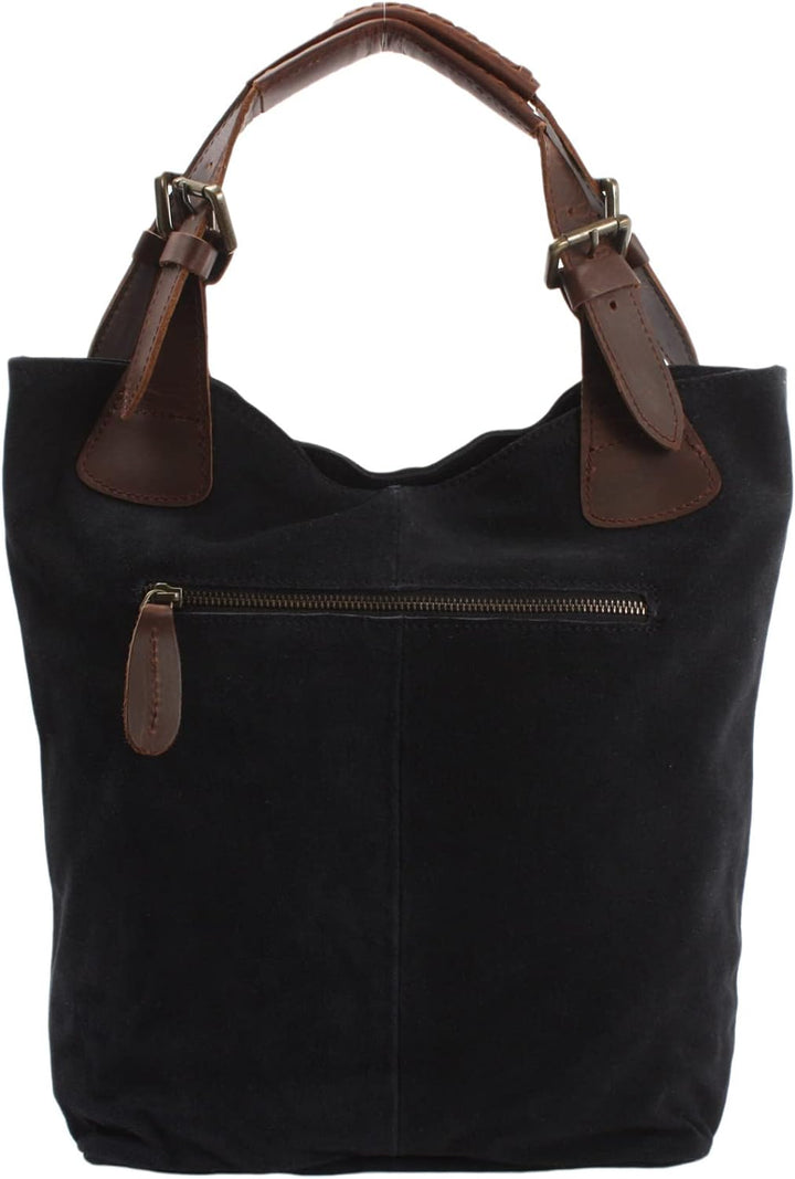 LECONI Henkeltasche Echt-Leder Wildleder Damentasche Handtasche für Damen Shopper für Freizeit, Büro