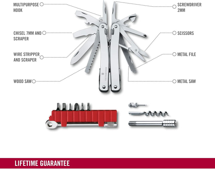 Victorinox Multifunktionswerkzeug Swiss Tool Spirit X Plus Ratchet, 36 Funktionen, Swiss Made, Multi