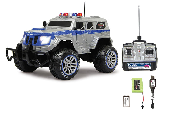 JAMARA 410032 - Polizei Panzerwagen Monstertruck 1:12 LED 27MHz - 11 LED Signallichter ausschaltbar,