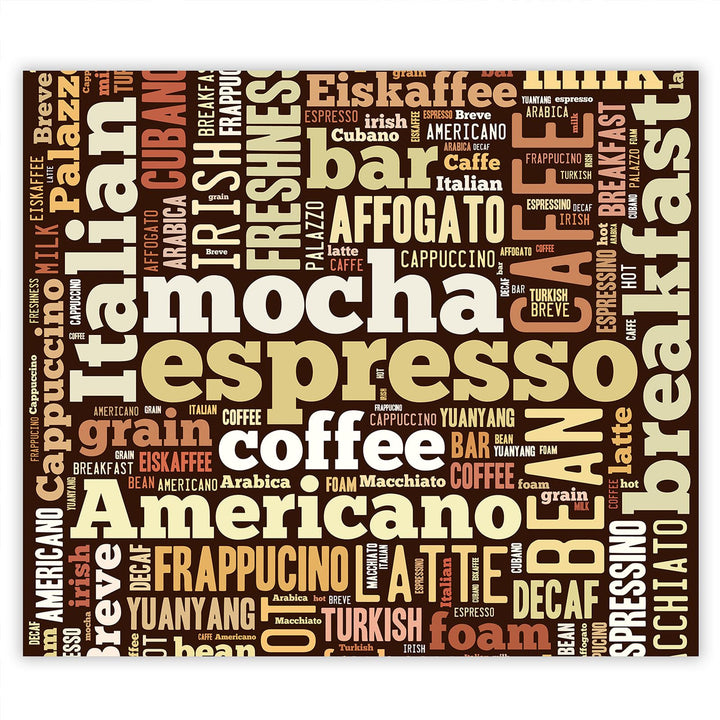 SmartDecoration Herdabdeckplatte Ceranfeldabdeckung aus Glas 60x52 cm Einteilig Motiv "Kaffee" Bronz