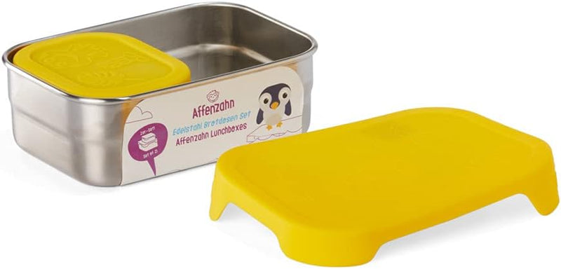 Affenzahn Edelstahl Brotdosen Set inkl. Snack-Box Silikon-Deckel BPA-frei Spülmaschinenfest Tiger, T