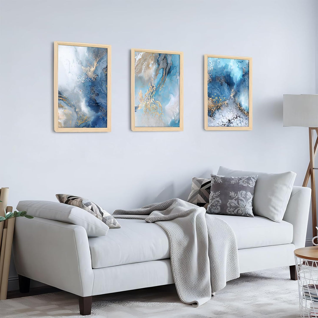 3 Pcs Mit Rahmen Leinwand Bilder Goldgrüner Ozean Krachende Wellen Bild auf Leinwand Malerei Poster