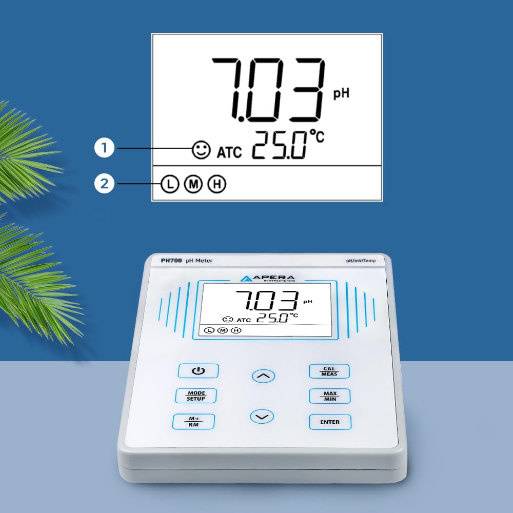 Apera Instruments PH700-BC pH/Temp.-Tischmessgerät für Biotechnologie und Pharmaproben, flüssige Leb