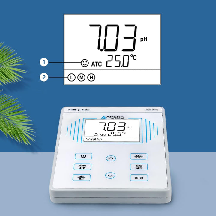 Apera Instruments PH700-BC pH/Temp.-Tischmessgerät für Biotechnologie und Pharmaproben, flüssige Leb