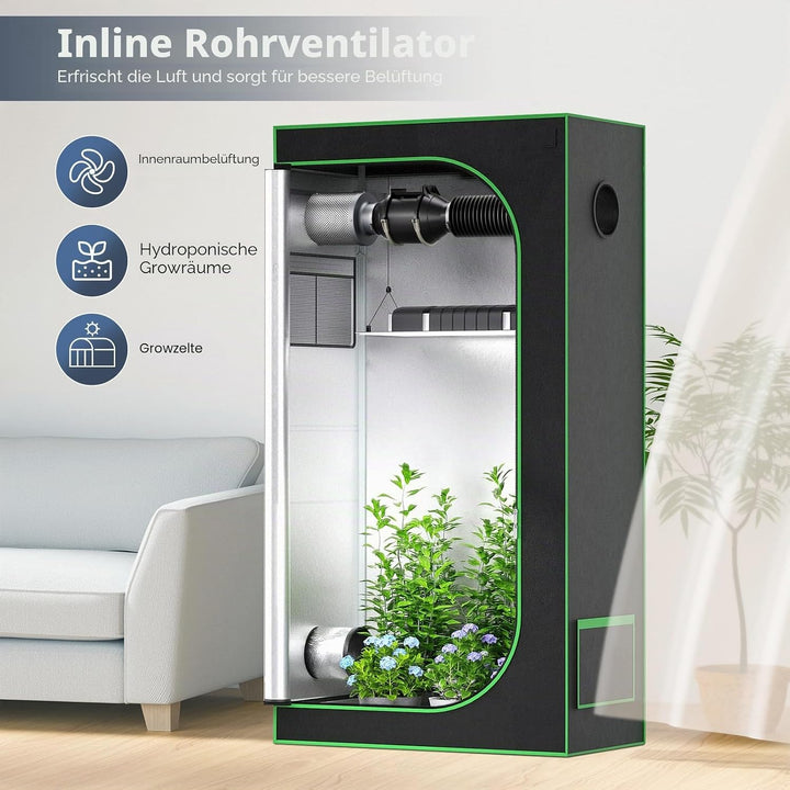 4-Zoll-Inline-Kanalventilator, 360 m³/h Luftstrom-Kanalventilator mit variabler Drehzahlregelung lei