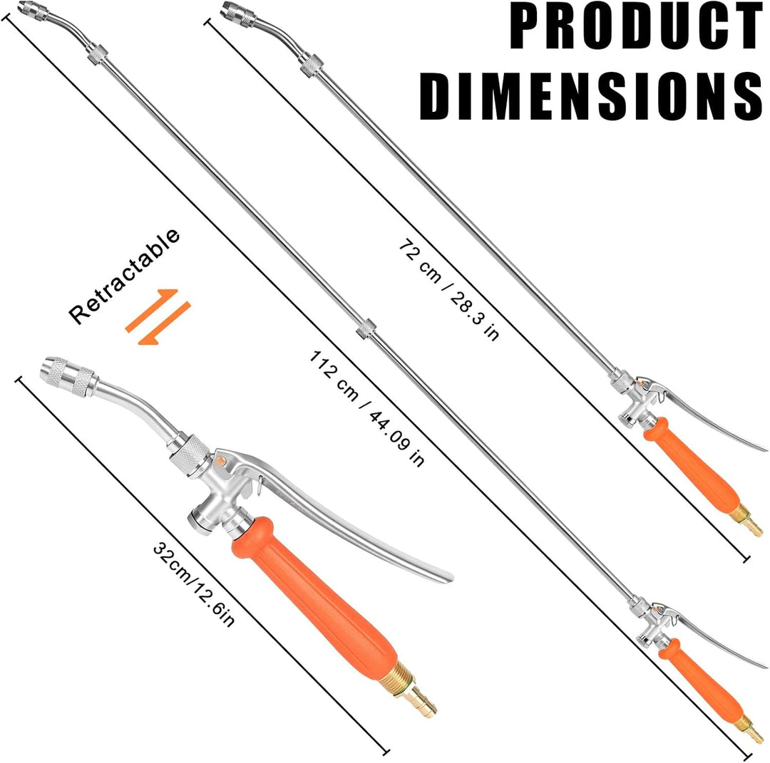Sprühstab, 112CM Garten Giessstab Metall mit Einstellbarer Düse, 3/8 Zoll & 1/4 Zoll Messing Barb Un