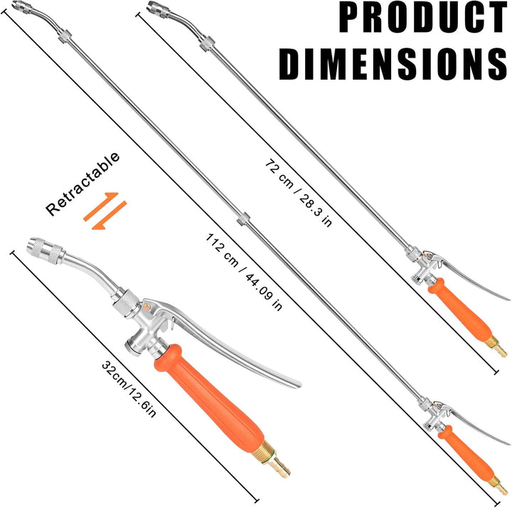 Sprühstab, 112CM Garten Giessstab Metall mit Einstellbarer Düse, 3/8 Zoll & 1/4 Zoll Messing Barb Un