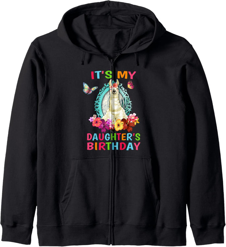 Mom of the Birthday Llama Girl Shirt Matching Dad Birthday Kapuzenjacke