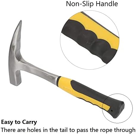Geologischer Hammer mit Entenschnabel, hochwertiger Kohlenstoffstahl, ergonomischer Gummigriff, Präz