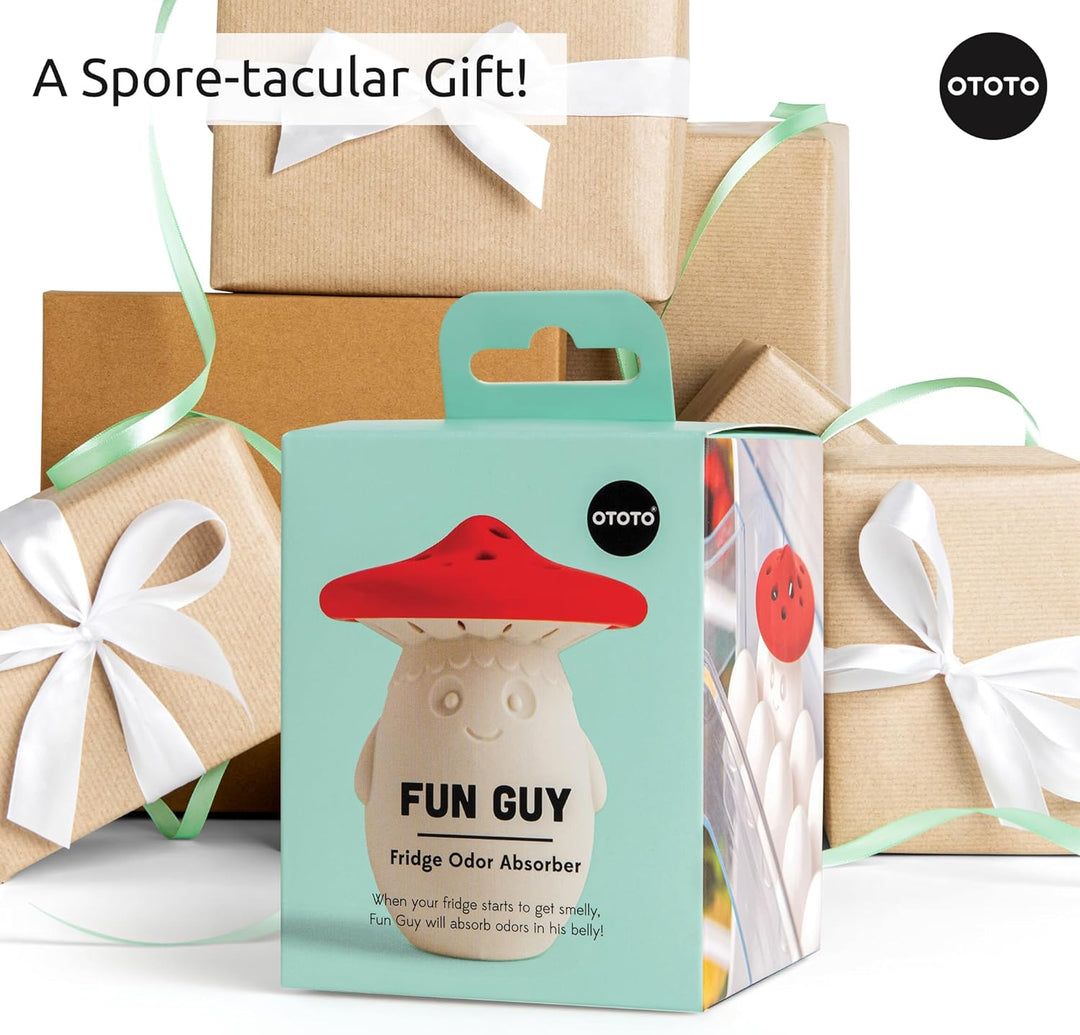 OTOTO Fun Guy Fridge Deodorizer - Food-Grade Fridge Smell Eliminator - Dishwasher Safe and BPA Free