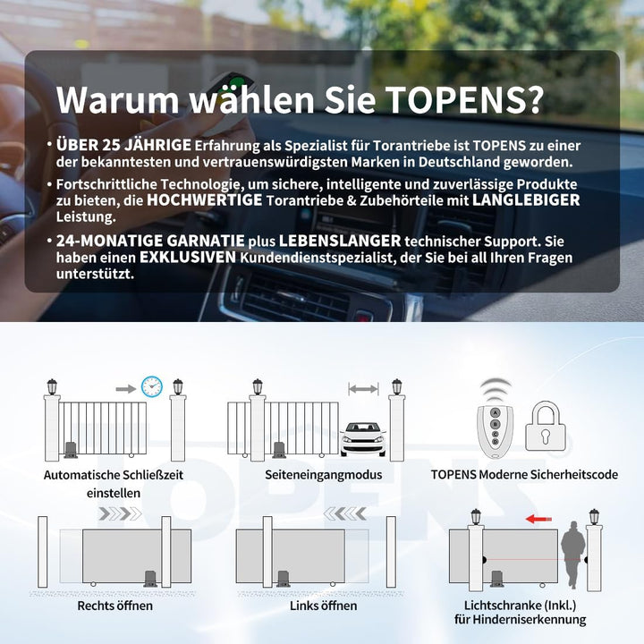 TOPENS RK990T Schiebetorantrieb Torantrieb Schiebetor automatischer Toröffner mit 2 Fernbedienungen