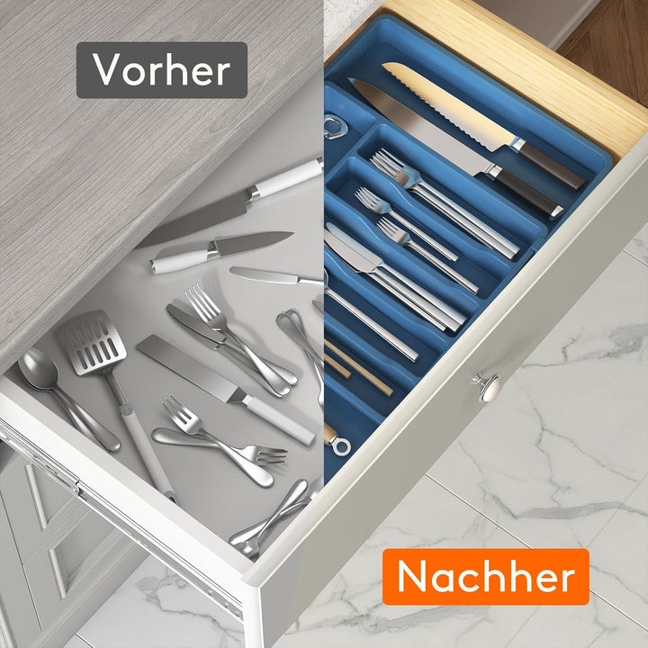 Lifewit Besteckkasten für Schubladen 40 50, Kunststoff Besteckeinsatz (Tiefe 38 cm), erweiterbare Be