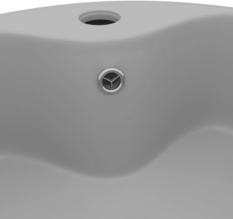 HOMIUSE Luxus-Waschbecken mit üBerlauf Matt Hellgrau 36x13 CM Keramik Waschbecken Waschtisch Aufsatz