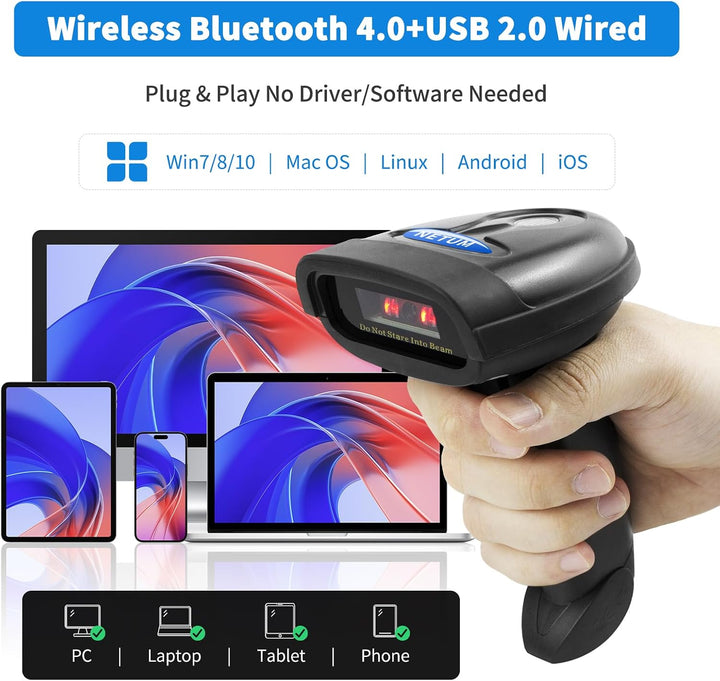 NETUM NT-1228BC Bluetooth CCD Barcode Scanner Handheld USB Kabelloser 1D Bar Codes Imager für Mobile